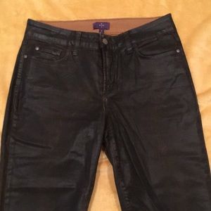 NYDJ in a dark brown, leather-look fabric.  Great condition.